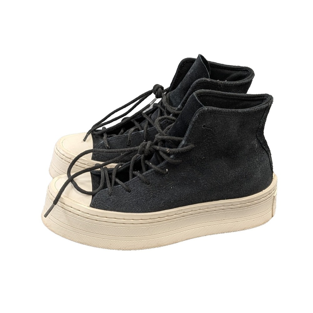 Converse Chuck Taylor AS‎ Modern Lift Platform Mono Shoe Women 7 Black Suede